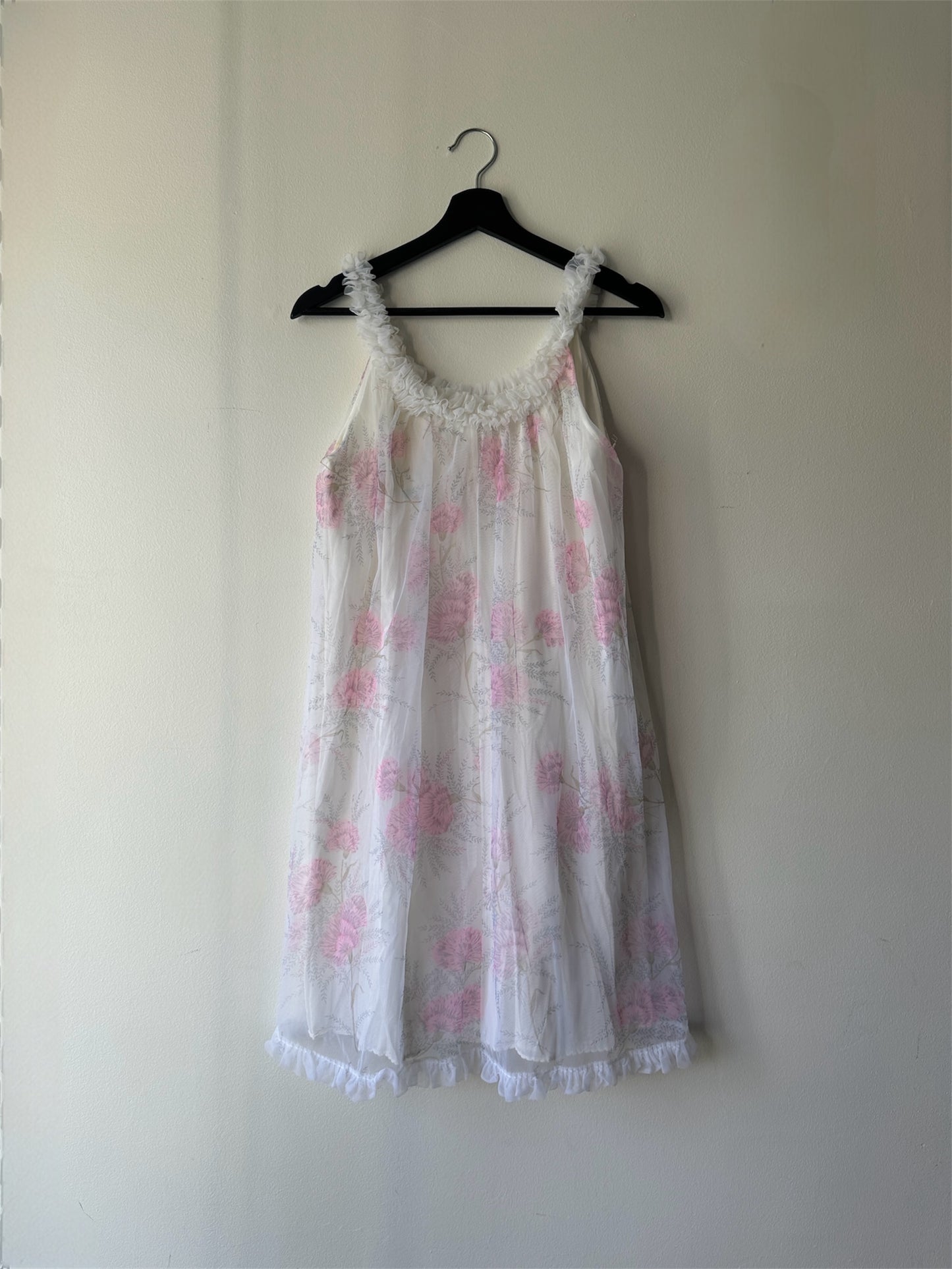 floral pink and white babydoll slip