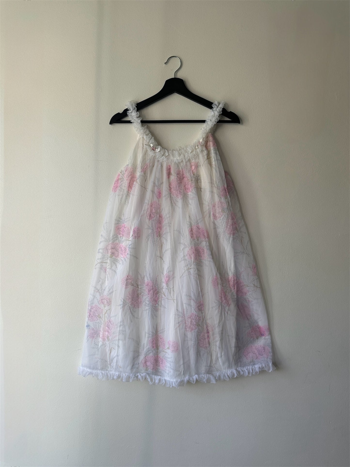 floral pink and white babydoll slip