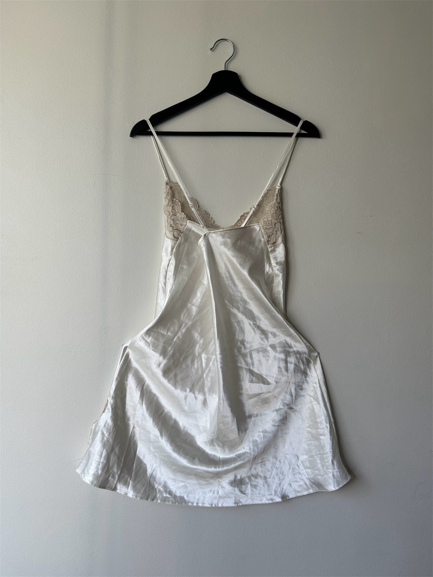short white silk night gown